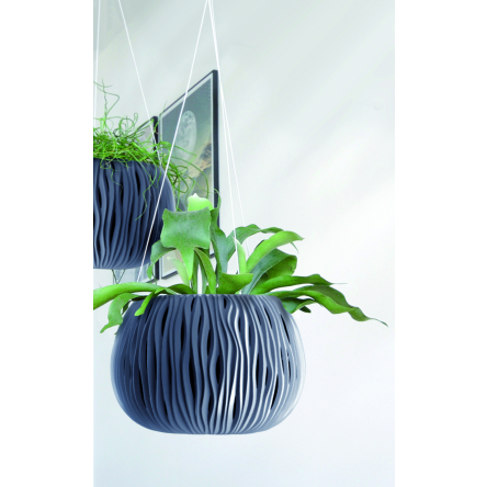 Горщик для квітів Prosperplast Sandy Bowl WS 37х37х23 круглий із вкладишем підвісний антрацит (23179-433) - 4 Горщик для квітів Prosperplast Sandy Bowl WS 37х37х23 круглий із вкладишем підвісний антрацит (23179-433) - 4