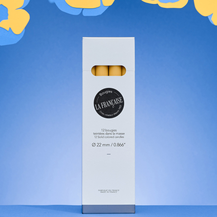 Набор прямых свечей Bougies La Française, желтые, 20 х 2,2 см, 65 г, 12 шт. - 3