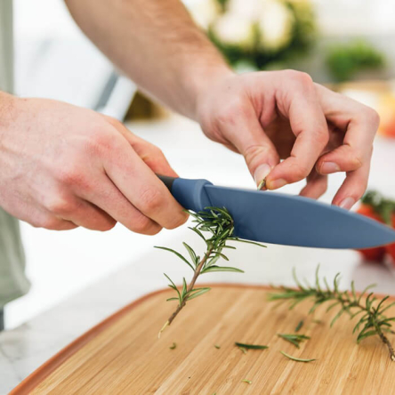 Нож поварской BergHOFF LEO с отверстиями для чистки пряных трав 14см голубой (3950106) - 3