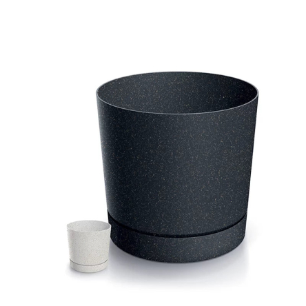 Горшок для цветов Prosperplast TUBO P ECO WOOD 20х20х19.6см круглый с подставкой антрацит (68754-433) - 3