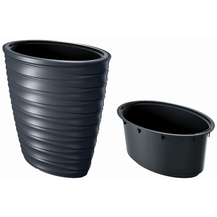Горшок для цветов Prosperplast FREZE с вкладышем овальный 59х39х58см антрацит (63653-433) - 3