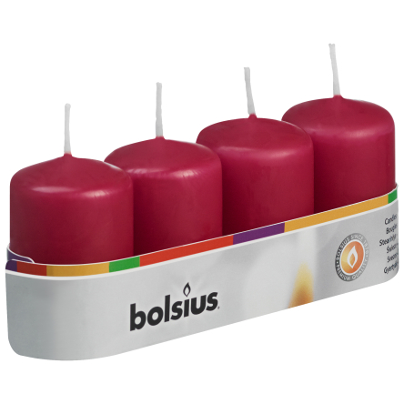 Свічка Bolsius стовпчик 4х6см бордо 4шт. (BOL-566744) - 1 Свічка Bolsius стовпчик 4х6см бордо 4шт. (BOL-566744) - 1