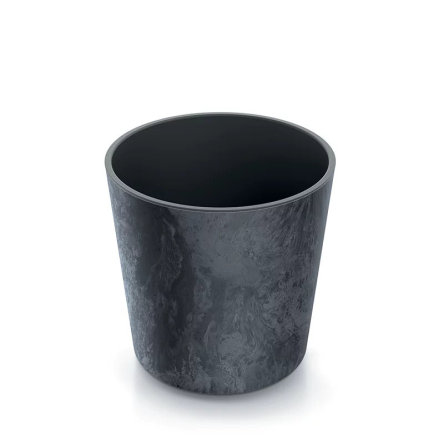 Горщик для квітів Prosperplast URBI ROUND EFFECT 25х25х25см круглий з вкладишем мармуровий антрацит (88335-433) - 1