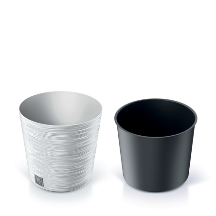 Горшок для цветов Prosperplast FURU 25х25х24.7см круглый низкий с вкладышем серый (57178-422) - 2