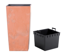 Горшок для цветов Prosperplast URBI SQUARE EFFECT 26.5х26.5х50см квадратный с вкладышем терра мраморный (66374-624)