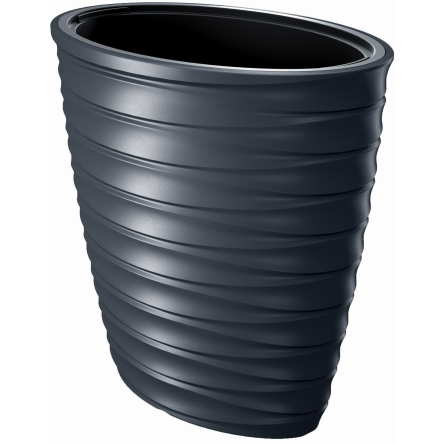 Горшок для цветов Prosperplast FREZE с вкладышем овальный 59х39х58см антрацит (63653-433) - 2