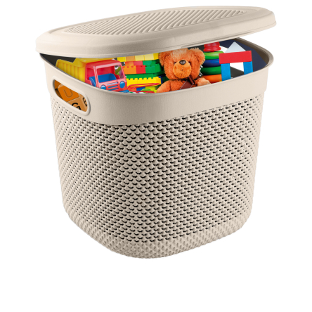 Кошик UCS DROP DESIGN квадратний з кришкою 36л кремовий (UCS-116903) - 2 Кошик UCS DROP DESIGN квадратний з кришкою 36л кремовий (UCS-116903) - 2