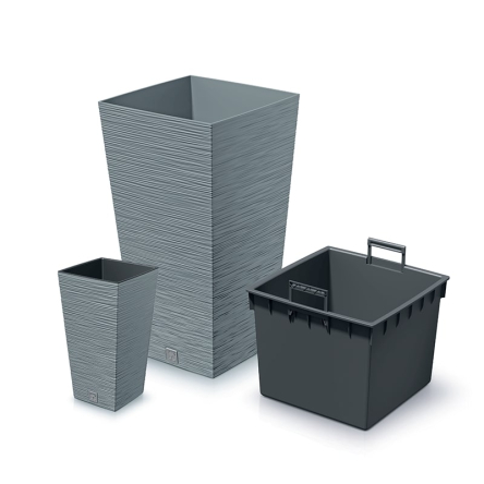 Горшок для цветов Prosperplast FURU 34.5х34.5х66см квадратный высокий с вкладышем серый (57796-422) - 3 Горшок для цветов Prosperplast FURU 34.5х34.5х66см квадратный высокий с вкладышем серый (57796-422) - 3