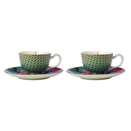HV0168 Набір чашок для еспресо з блюдцями TEAS & C`S Silk Road Aqua, діам. 12,5 см, 85 мл, 2 шт - 1 HV0168 Набір чашок для еспресо з блюдцями TEAS & C`S Silk Road Aqua, діам. 12,5 см, 85 мл, 2 шт - 1