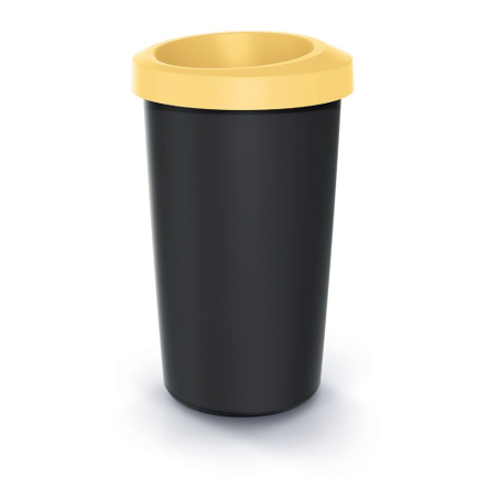 Смітник Compacta R кругла 45л чорна з відкритою жовтою кришкою (61106-1215) - 1 Смітник Compacta R кругла 45л чорна з відкритою жовтою кришкою (61106-1215) - 1