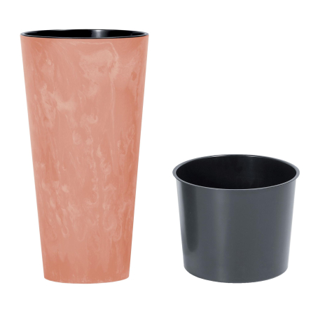 Горщик для квітів ProsperplastTUBUS SLIM EFFECT 40х40х76.2см круглий з вкладишем мармуровий терра (66589-624) - 1