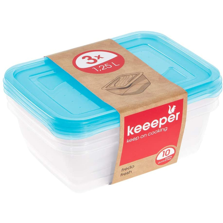 Комплект ємностей для мікрохвильової печі Keeeper Fredo Fresh прямокутний 3х1.25 л (KEE-675) - 1