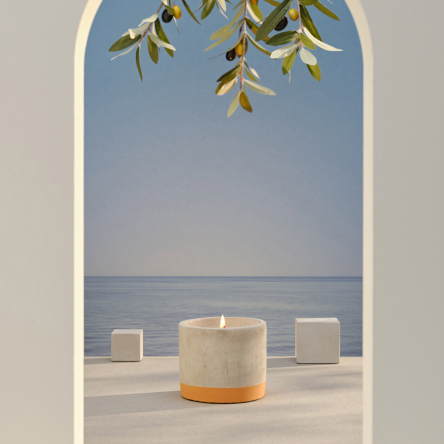 Свеча Bougies La Française в кашпо BETON, апельсин-лемонграсс, 9 х 9 х 7,5 см, 180 г - 2