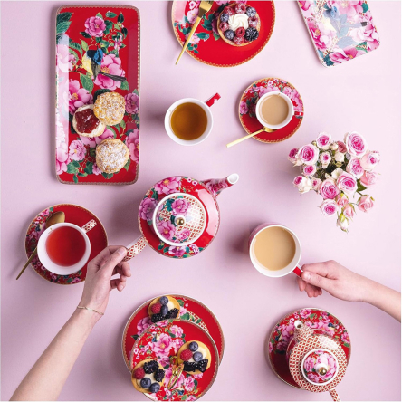 HV0175 Блюдо сервірувальне TEAS &amp; C`S Silk Road Cherry Red, порцелянове, 33 х 15,5 см - 3