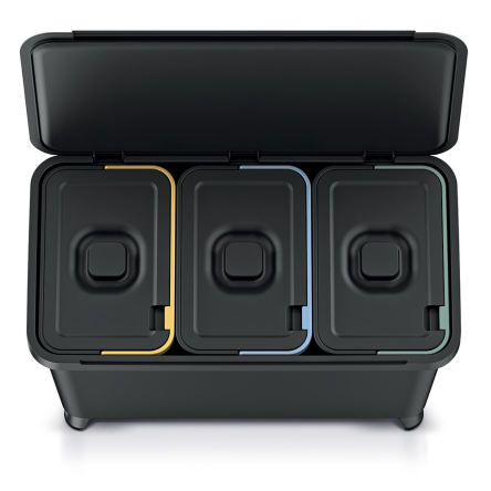 Сортувальник Prosperplast Systema 3х10л з кришкою та ніжками чорний (62776-411) - 3