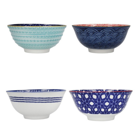 Набір мисок Kiychen Craft Red and Blue Hues, кераміка, діам. 15,5 см, 4 шт. - 1