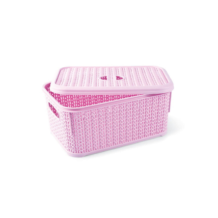Кошик для зберігання UCS KNIT DESIGN прямокутний з кришкою 28.5х20х12.5 6л пурпурно-рожевий (UCS-66000.1) - 1