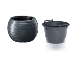 Горщик для квітів MAZE 39.6х26см круглий із вкладишем антрацит (89007-433)