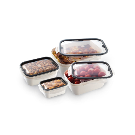 Комплект емкостей вакуумных Uscan Plastic WHITE BODY LOCK &amp; FIT прямоугольных 4шт 0.45л+1л+2л+4л белых (UCS-36901) - 1