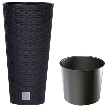 Горшок для цветов Prosperplast RATO тубус с вставкой 25х47.6см антрацит (77966-433) - 1