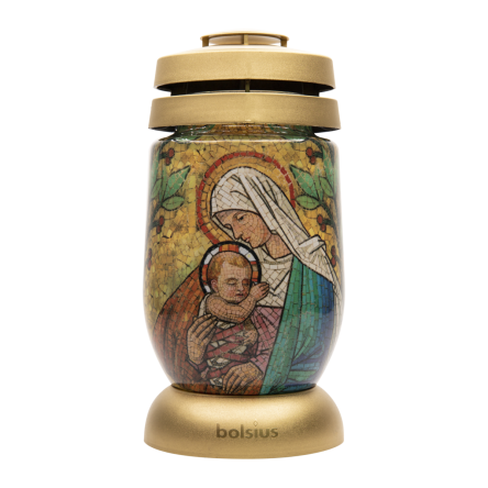 Лампадка скляна Божа Матір з немовлям 22.5x11см (BOL-926982) - 1 Лампадка скляна Божа Матір з немовлям 22.5x11см (BOL-926982) - 1