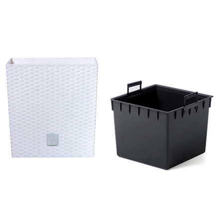Горшок для цветов Prosperplast RATO квадратный низкий с вставкой 17х17х17см белый (70891-449) - 1