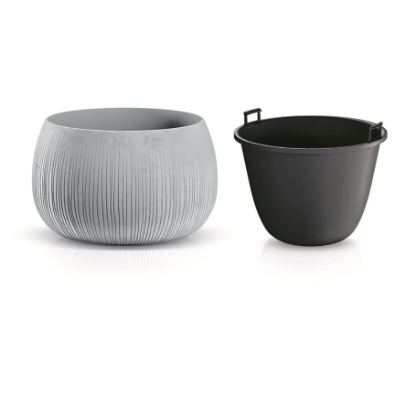 Горшок для цветов Prosperplast BETON BOWL с вкладышем 48х30см бетон (65940-422) - 2