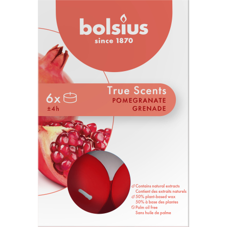 Свічки ароматичні чайні Bolsius True Scents Granat 6шт.(BOL-941515) - 1