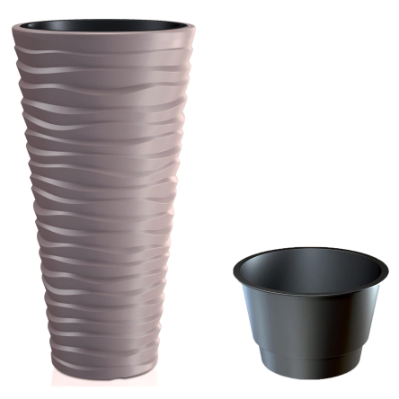 Горшок для цветов Prosperplast SAND высокий с вкладышем 35х35х62см мокко (79620-7529) - 1