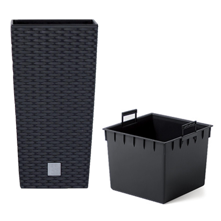 Горшок для цветов Prosperplast RATO квадратный высокий с вставкой 26.5х26.5х50см антрацит (71951-433) - 1