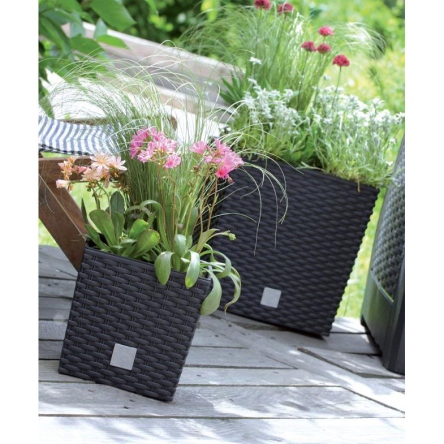 Горшок для цветов Prosperplast RATO квадратный низкий с вставкой 40х40х40.8см антрацит (70896-433) - 3