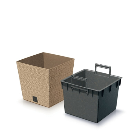 Горшок для цветов Prosperplast FURU ECO WOOD 24х24х23.5см квадратный низкий с вкладышем бежевый (60031-4665) - 2