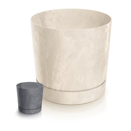 Горшок для цветов Prosperplast TUBO P BETON EFFECT 17.8х17.8х15.7см круглый с подставкой антрацит (72232-433) - 3