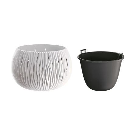 Горшок для цветов Prosperplast SANDY BOWL с вкладышем 29х19см белый (23063-449) - 1