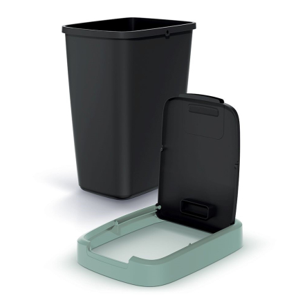 Мусорка Prosperplast Compacta прямоугольная 12л черная с зеленой крышкой (60789-5575) - 3