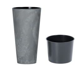 Горшок для цветов Prosperplast TUBUS SLIM EFFECT 30х30х60см круглый с вкладышем маренго мраморный (66558-425)