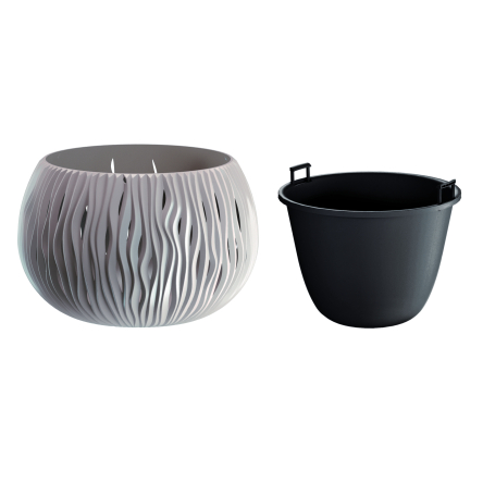 Горщик для квітів Prosperplast Sandy Bowl WS із вкладишем підвісний 29х19см мокка (23100-7529) - 2 Горщик для квітів Prosperplast Sandy Bowl WS із вкладишем підвісний 29х19см мокка (23100-7529) - 2