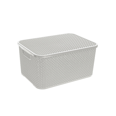 Ящик для зберігання BRANQ RATTAN з кришкою 7л сірий (BRQ-1722.3) - 1 Ящик для зберігання BRANQ RATTAN з кришкою 7л сірий (BRQ-1722.3) - 1