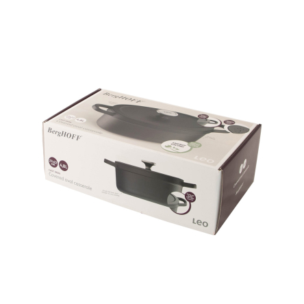 Каструля овальна BergHOFF LEO GRAPHITE, чавун 27х22см, 4.8л (3950616) - 2