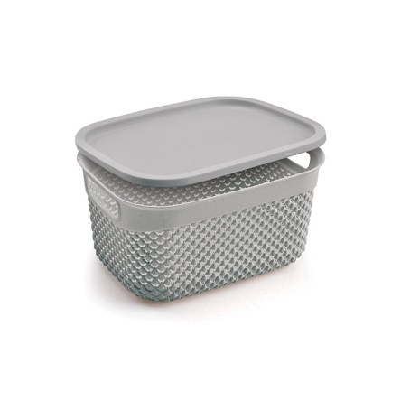 Кошик для зберігання UCS DROP DESIGN прямокутний з кришкою 3.3л сірий металік (UCS-116200.2) - 1