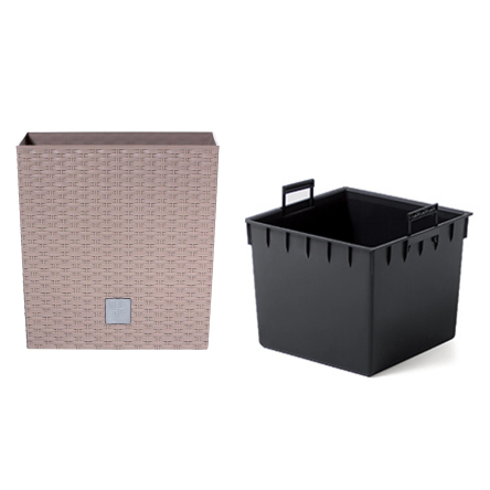 Горщик для квітів Prosperplast RATO квадратний низький із вставкою 20х20.2см мокка (70892-7529) - 1 Горщик для квітів Prosperplast RATO квадратний низький із вставкою 20х20.2см мокка (70892-7529) - 1