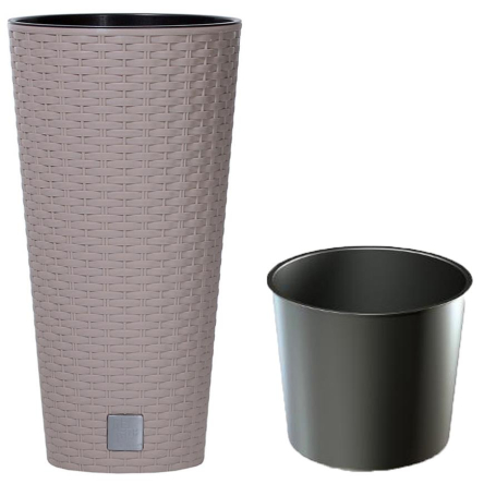 Горшок для цветов Prosperplast RATO тубус с вставкой 20х32.5см мокко (77965-7529) - 1