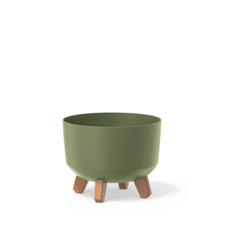 Горщик для квітів Prosperplast GRACIA 23.8х23.8х18.7см круглий на ніжках зелений (87352-5615) - 1