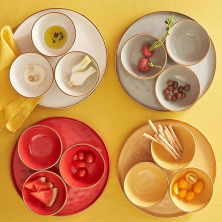 Блюдо сервірувальне кругле Rose&amp;Tulipani Milano CONCERTO OCRA, керамограніт, охра, діам. 32 см - 5