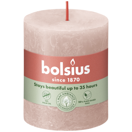 Свеча Рустик Bolsius SHIMMER столбик 8х6.8см розовая (BOL-637050) - 1