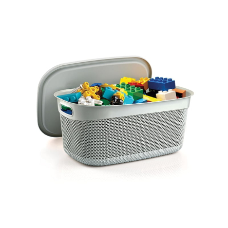 Кошик для зберігання UCS DROP DESIGN прямокутний з кришкою 6.6л сірий металік (UCS-116309.2) - 2 Кошик для зберігання UCS DROP DESIGN прямокутний з кришкою 6.6л сірий металік (UCS-116309.2) - 2
