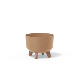 Горщик для квітів Prosperplast GRACIA ECO WOOD 33.9х33.9х24см круглий на ніжках кремовий (87710-4665)