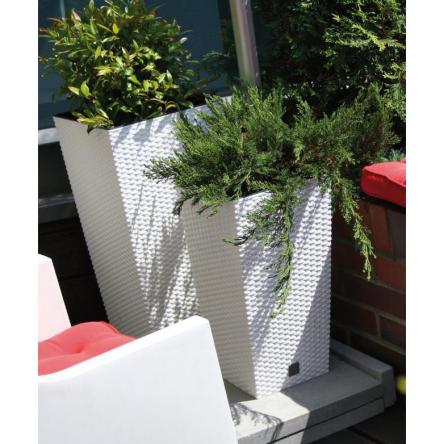 Горщик для квітів Prosperplast RATO квадратний високий зі вставкою 22.5х42см білий (77963-449) - 3