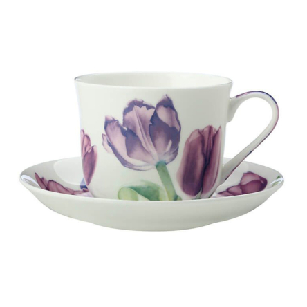 JY0036 Чашка з блюдцем Tulips FLORIADE порцелянова, 480 мл - 1 JY0036 Чашка з блюдцем Tulips FLORIADE порцелянова, 480 мл - 1