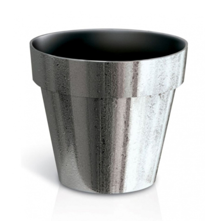 Горщик для квітів CUBE chrome silver 14х12.4см темний (71967) - 1 Горщик для квітів CUBE chrome silver 14х12.4см темний (71967) - 1